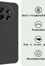 BASEY. Hoes Geschikt voor OnePlus 12 Hoesje Siliconen Back Cover Case - Hoesje Geschikt voor OnePlus 12 Hoes Cover Hoesje - Zwart