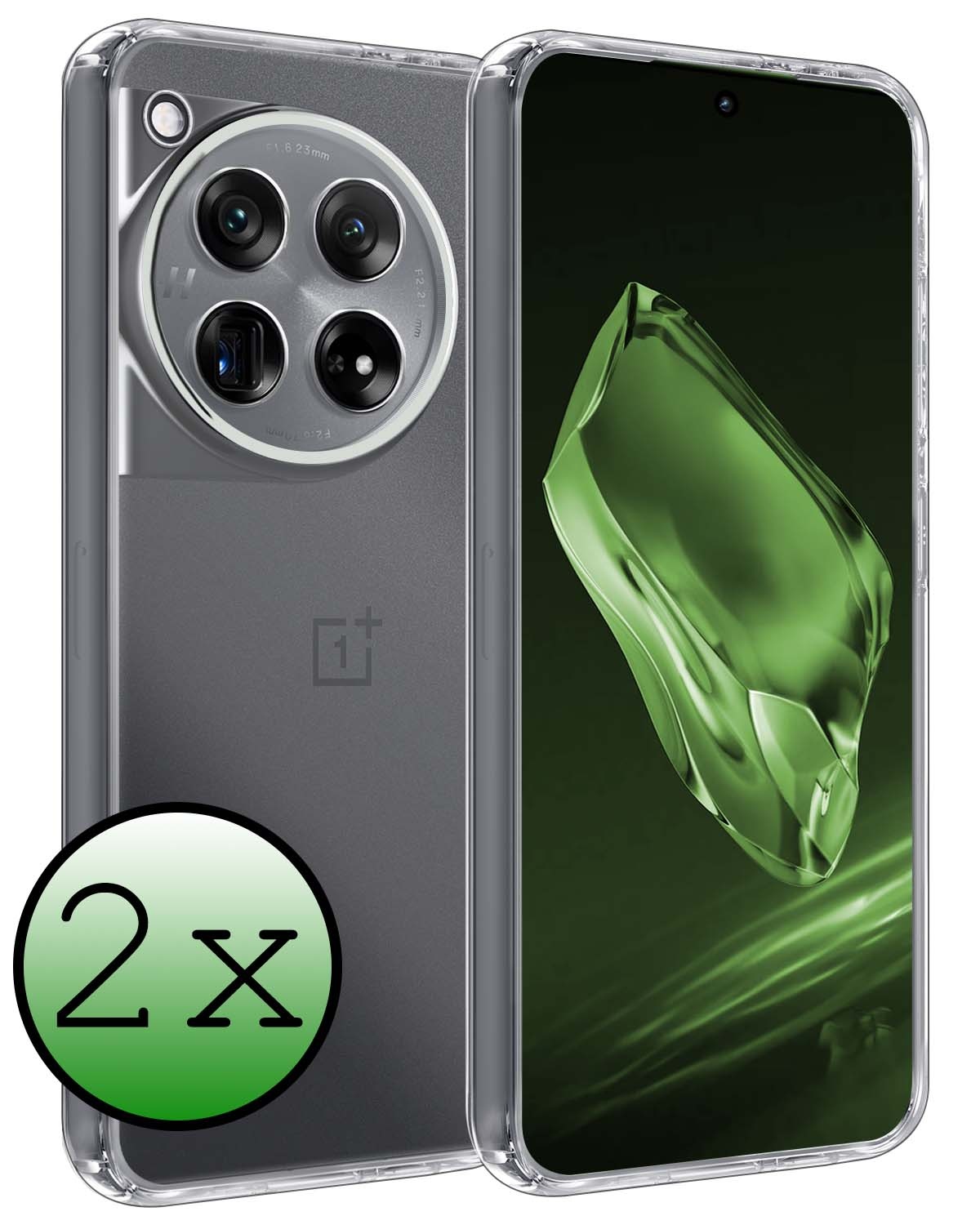 BASEY. Hoes Geschikt voor OnePlus 12 Hoesje Siliconen Back Cover Case - Hoesje Geschikt voor OnePlus 12 Hoes Cover Hoesje - Transparant - 2 Stuks