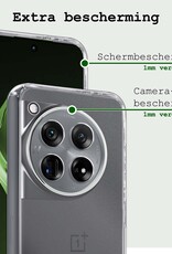BASEY. Hoes Geschikt voor OnePlus 12 Hoesje Siliconen Back Cover Case - Hoesje Geschikt voor OnePlus 12 Hoes Cover Hoesje - Transparant - 2 Stuks