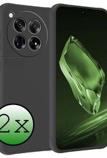 BASEY. Hoes Geschikt voor OnePlus 12 Hoesje Siliconen Back Cover Case - Hoesje Geschikt voor OnePlus 12 Hoes Cover Hoesje - Zwart - 2 Stuks