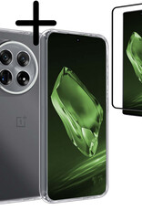 BASEY. Hoes Geschikt voor OnePlus 12 Hoesje Siliconen Back Cover Case Met Screenprotector - Hoesje Geschikt voor OnePlus 12 Hoes Cover Hoesje - Transparant