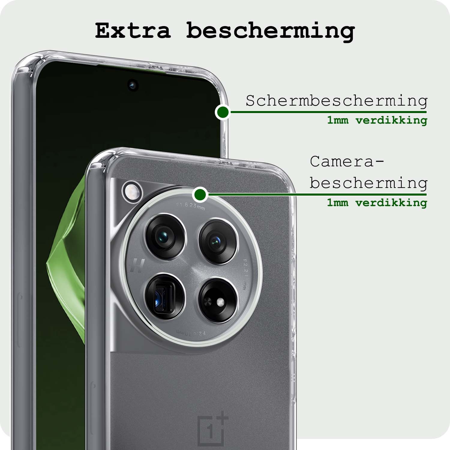 BASEY. Hoes Geschikt voor OnePlus 12 Hoesje Siliconen Back Cover Case Met Screenprotector - Hoesje Geschikt voor OnePlus 12 Hoes Cover Hoesje - Transparant