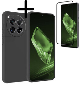 BASEY. BASEY. OnePlus 12 Hoesje Siliconen Met Screenprotector - Zwart