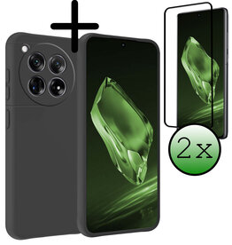 BASEY. BASEY. OnePlus 12 Hoesje Siliconen Met 2x Screenprotector - Zwart