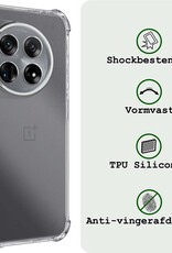 BASEY. Hoes Geschikt voor OnePlus 12 Hoesje Shock Proof Case Hoes Siliconen - Hoesje Geschikt voor OnePlus 12 Hoes Cover Shockproof - Transparant - 2 Stuks