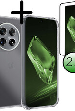 BASEY. Hoes Geschikt voor OnePlus 12 Hoesje Shock Proof Case Hoes Siliconen Met 2x Screenprotector - Hoesje Geschikt voor OnePlus 12 Hoes Cover Shockproof - Transparant