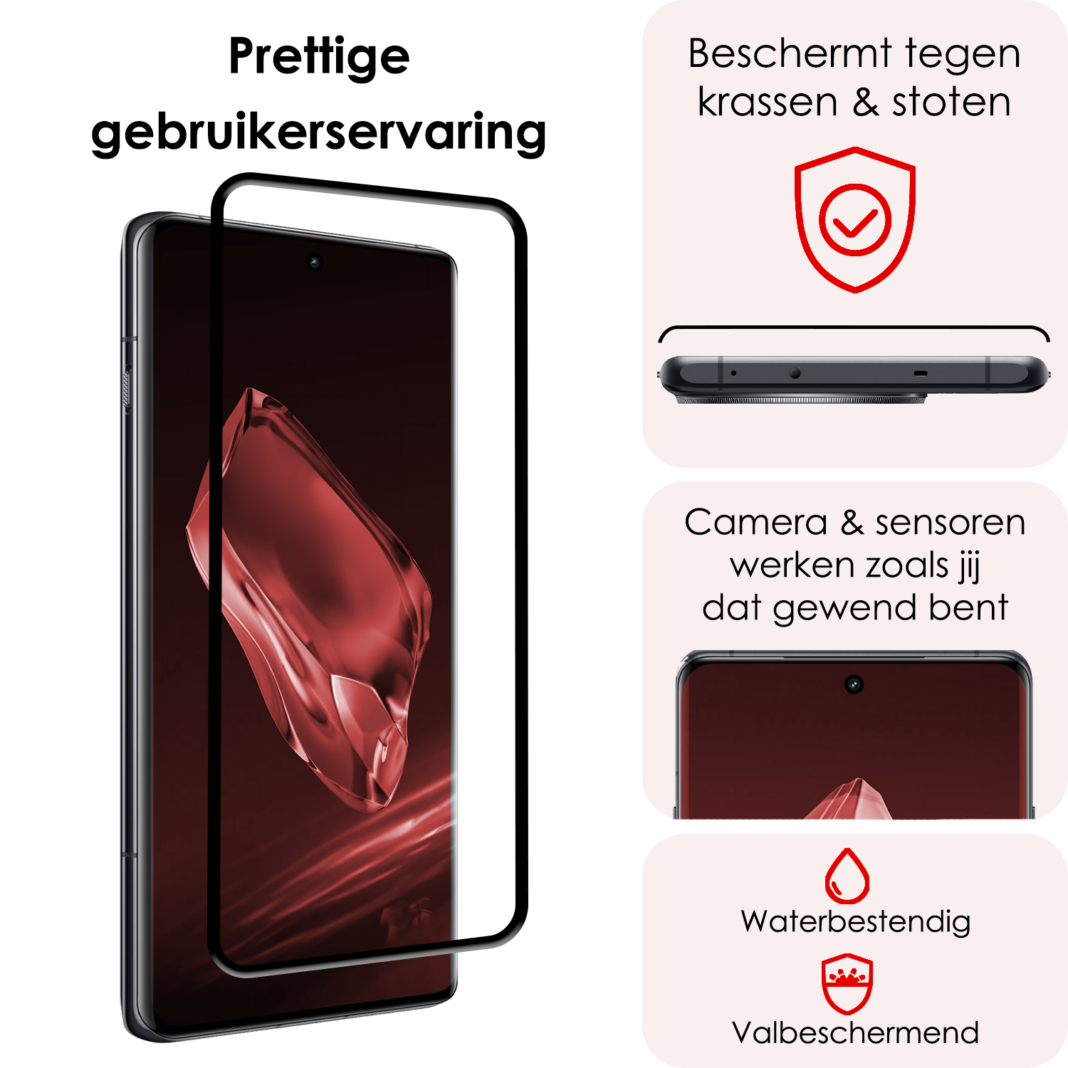 NoXx Screenprotector Geschikt voor OnePlus 12 Screenprotector Tempered Glass Gehard Glas Full Cover