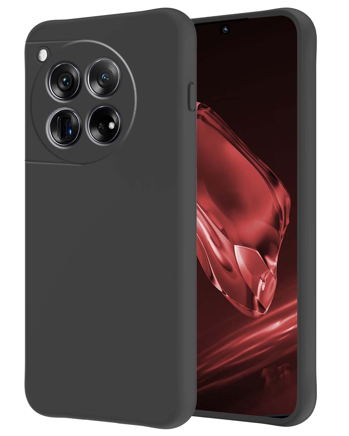 NoXx Hoes Geschikt voor OnePlus 12 Hoesje Cover Siliconen Back Case Hoes - Zwart