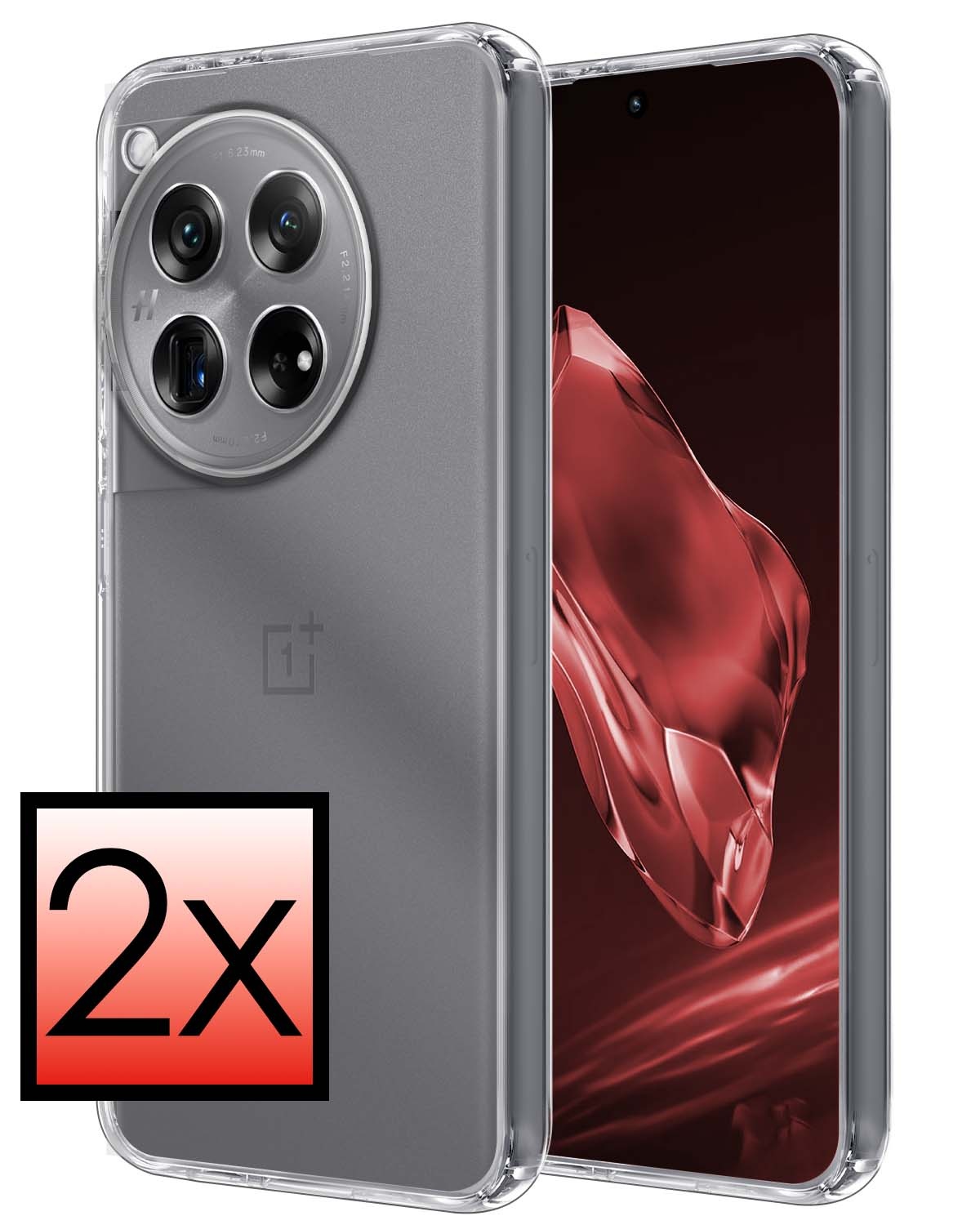 NoXx Hoes Geschikt voor OnePlus 12 Hoesje Cover Siliconen Back Case Hoes - Transparant - 2x