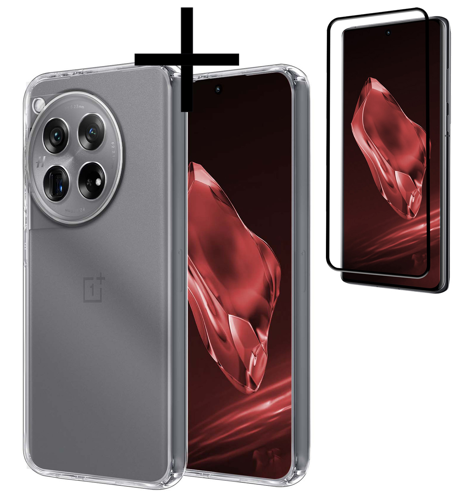 NoXx Hoes Geschikt voor OnePlus 12 Hoesje Cover Siliconen Back Case Hoes Met Screenprotector - Transparant