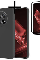 NoXx Hoes Geschikt voor OnePlus 12 Hoesje Cover Siliconen Back Case Hoes Met Screenprotector - Zwart