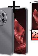 NoXx Hoes Geschikt voor OnePlus 12 Hoesje Cover Siliconen Back Case Hoes Met 2x Screenprotector - Transparant
