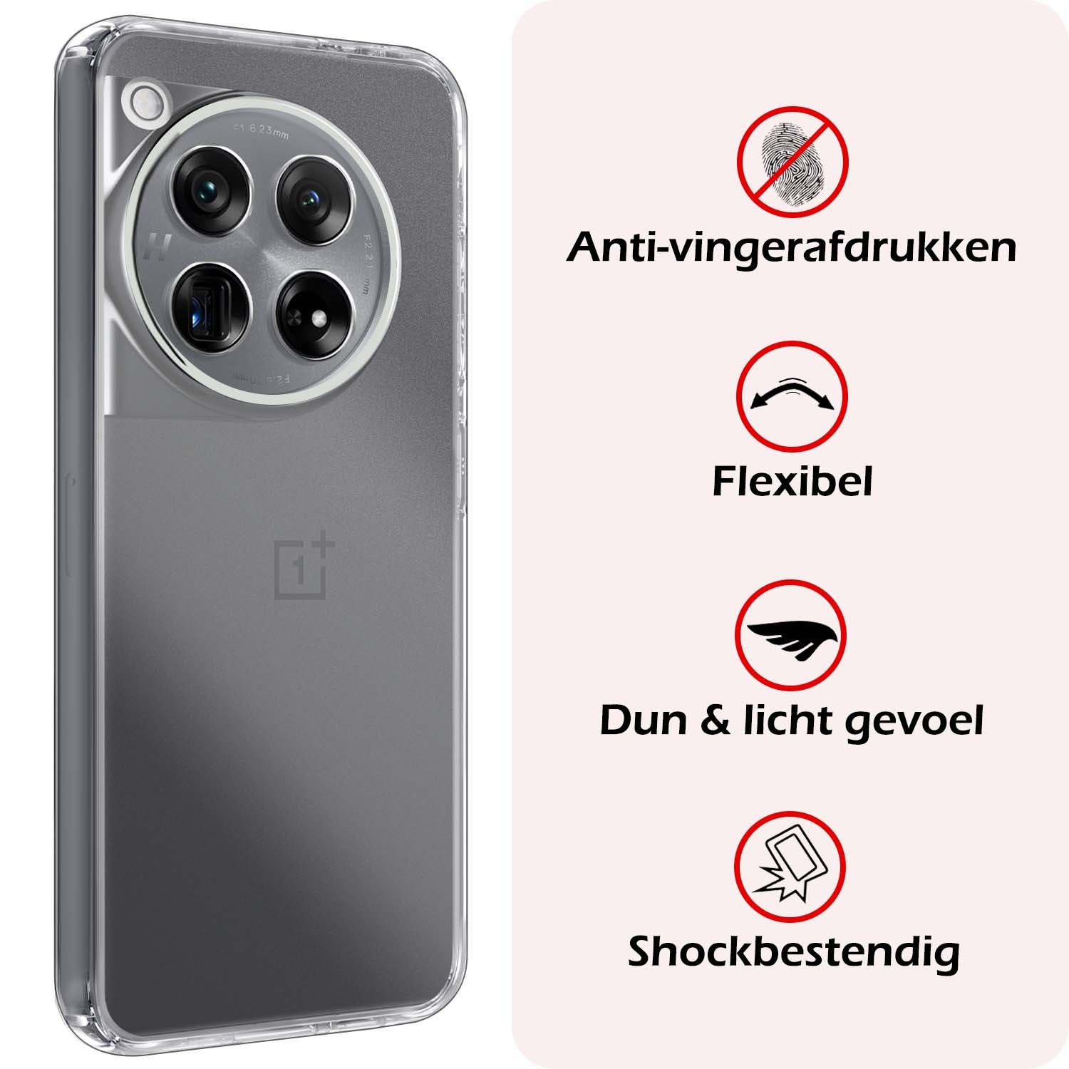 NoXx Hoes Geschikt voor OnePlus 12 Hoesje Cover Siliconen Back Case Hoes Met 2x Screenprotector - Transparant