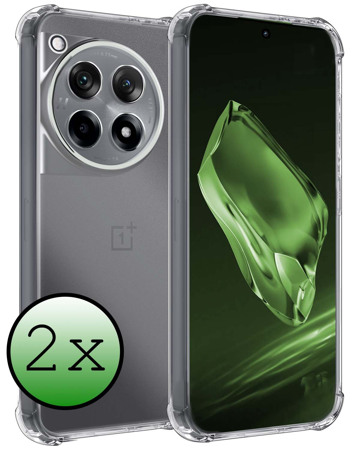 BASEY. Hoes Geschikt voor OnePlus 12R Hoesje Shock Proof Case Hoes Siliconen - Hoesje Geschikt voor OnePlus 12R Hoes Cover Shockproof - Transparant - 2 Stuks