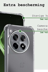 BASEY. Hoes Geschikt voor OnePlus 12R Hoesje Shock Proof Case Hoes Siliconen - Hoesje Geschikt voor OnePlus 12R Hoes Cover Shockproof - Transparant - 2 Stuks