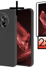 NoXx Hoes Geschikt voor OnePlus 12 Hoesje Cover Siliconen Back Case Hoes Met 2x Screenprotector - Zwart