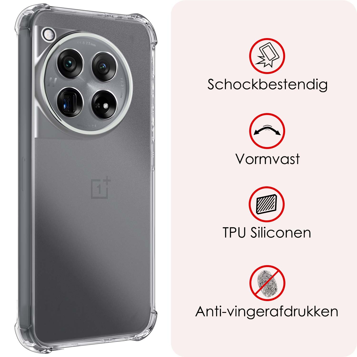 NoXx Hoes Geschikt voor OnePlus 12 Hoesje Siliconen Cover Shock Proof Back Case Shockproof Hoes - Transparant