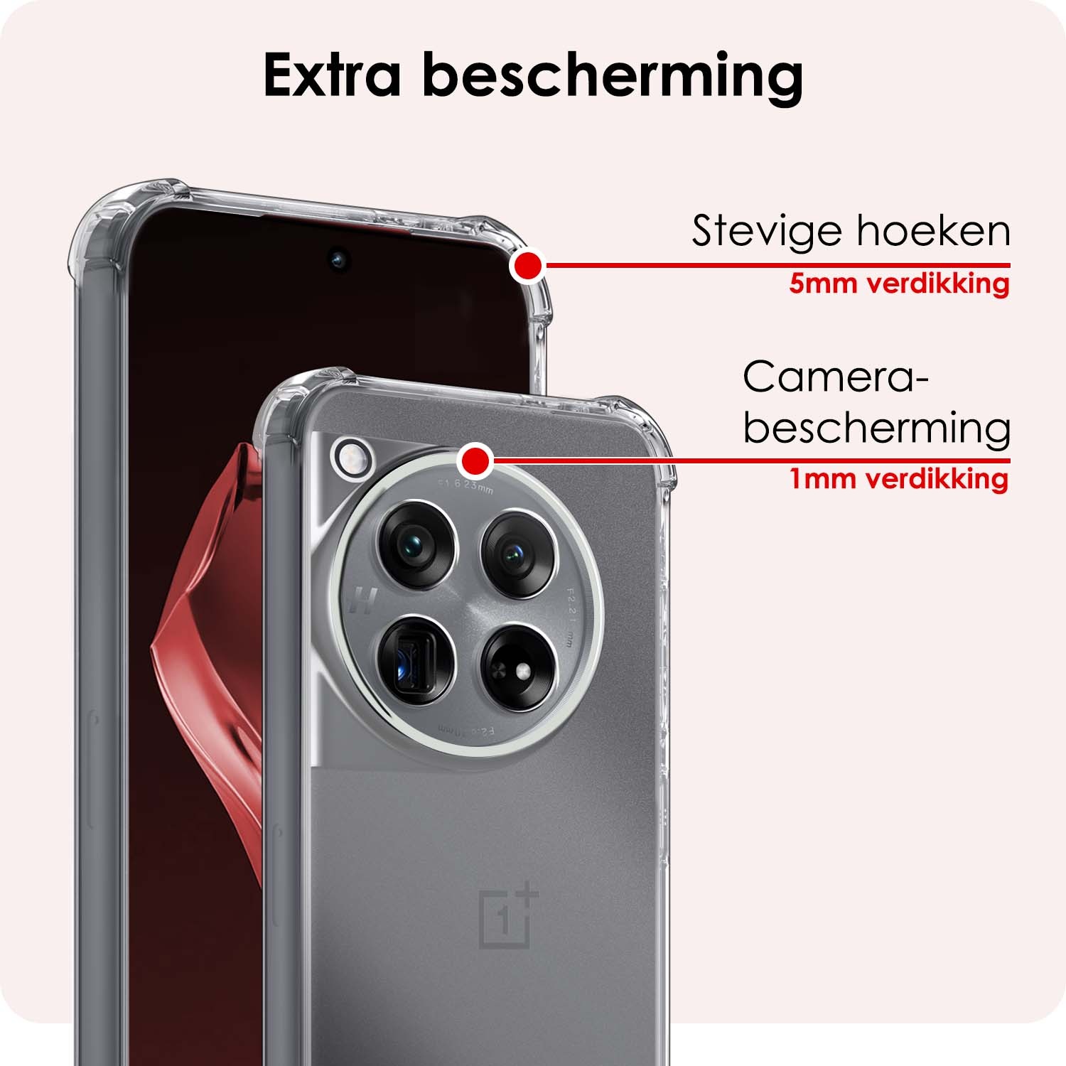 NoXx Hoes Geschikt voor OnePlus 12 Hoesje Siliconen Cover Shock Proof Back Case Shockproof Hoes - Transparant