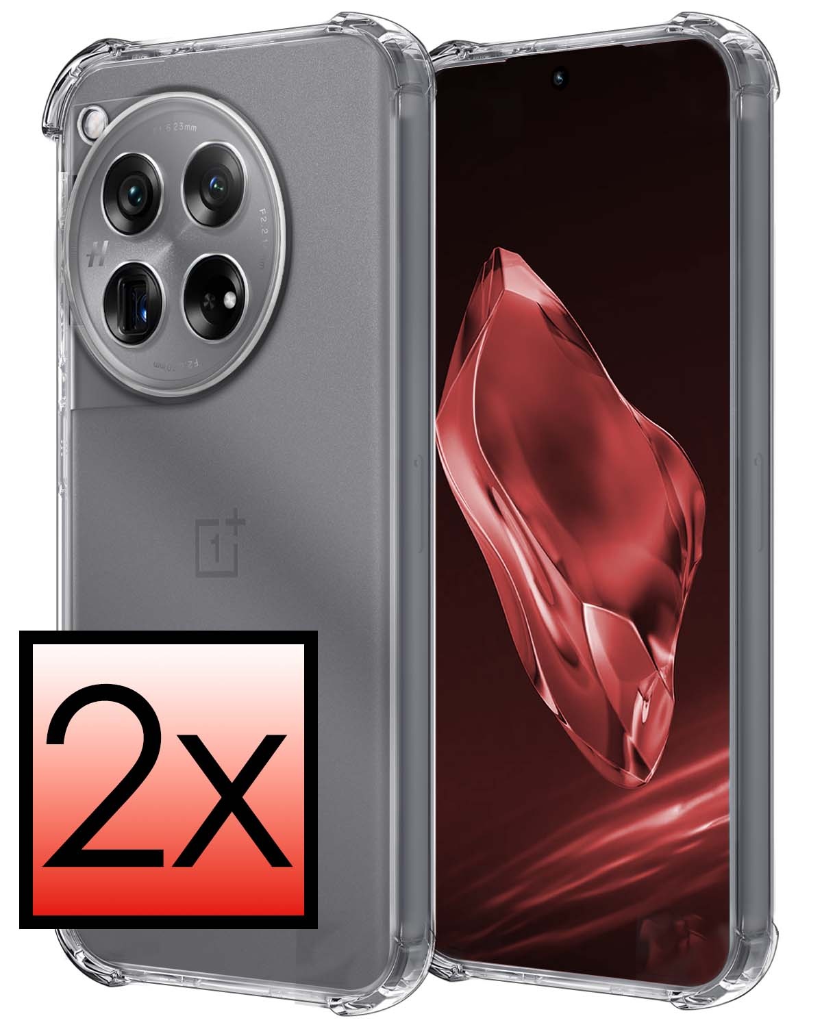 NoXx Hoes Geschikt voor OnePlus 12 Hoesje Siliconen Cover Shock Proof Back Case Shockproof Hoes - Transparant - 2x