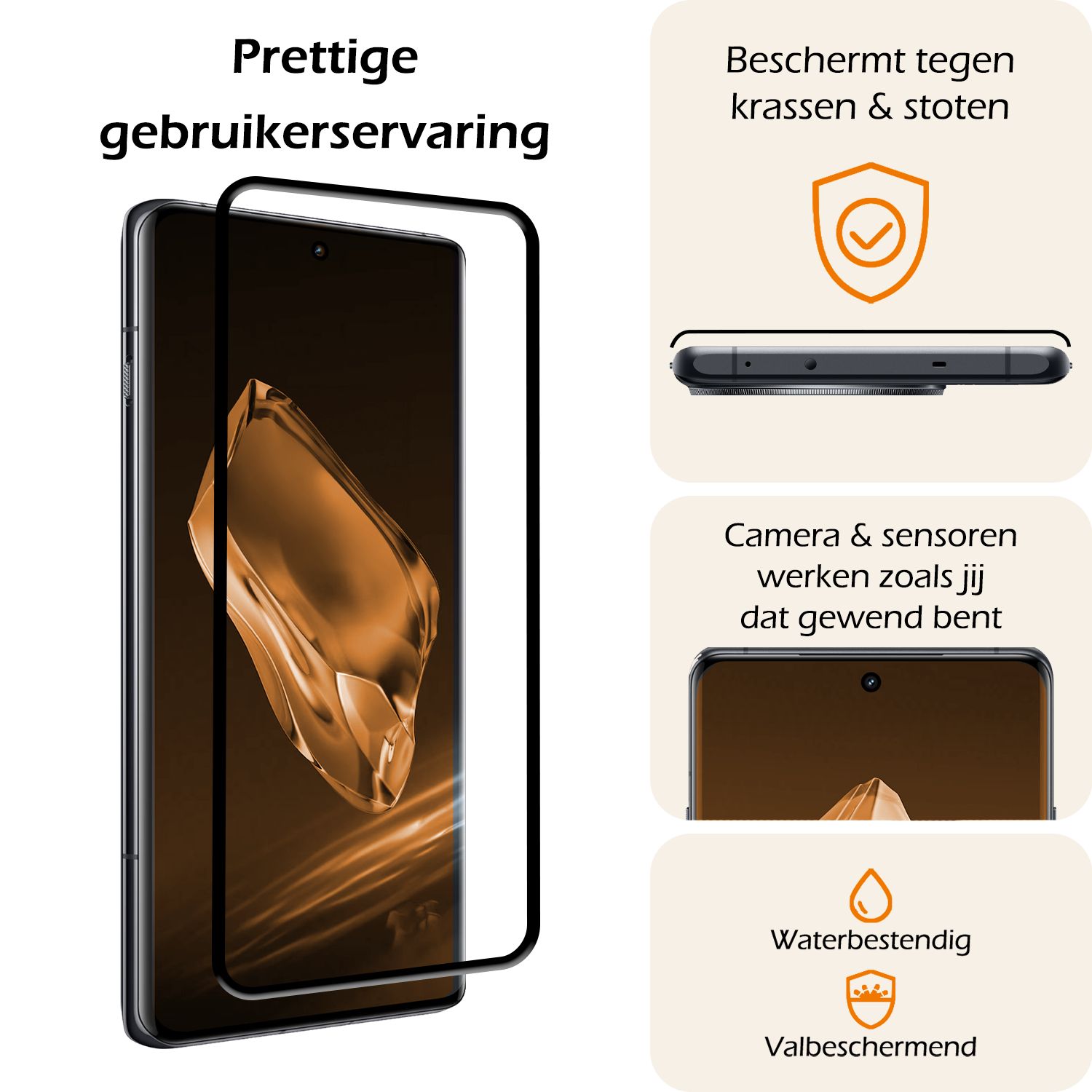 Nomfy Screenprotector Geschikt voor OnePlus 12 Screenprotector Bescherm Glas - Screenprotector Geschikt voor OnePlus 12 Screen Protector Tempered Glass Full Screen Full Cover