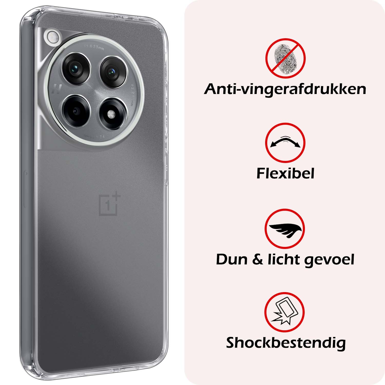 NoXx Hoes Geschikt voor OnePlus 12R Hoesje Cover Siliconen Back Case Hoes - Transparant