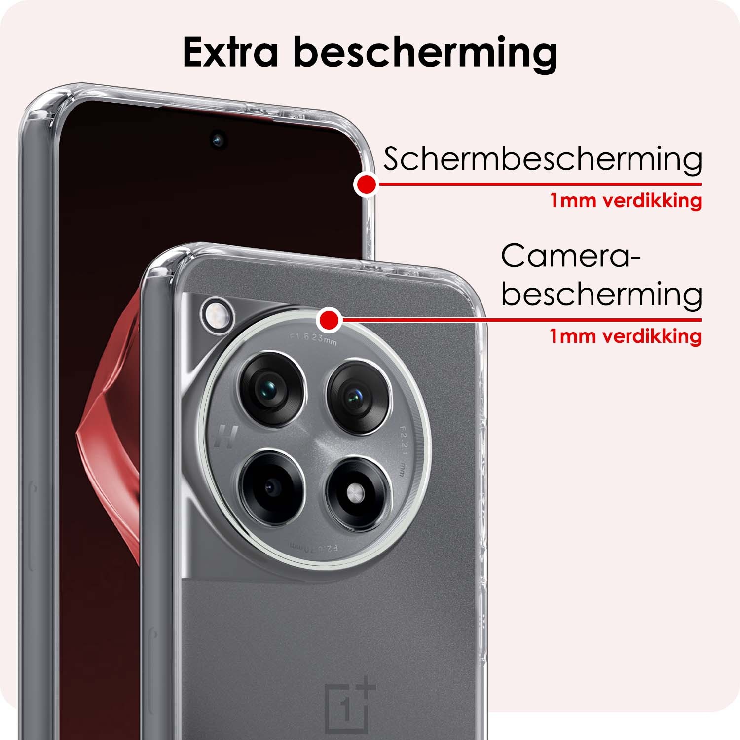 NoXx Hoes Geschikt voor OnePlus 12R Hoesje Cover Siliconen Back Case Hoes - Transparant