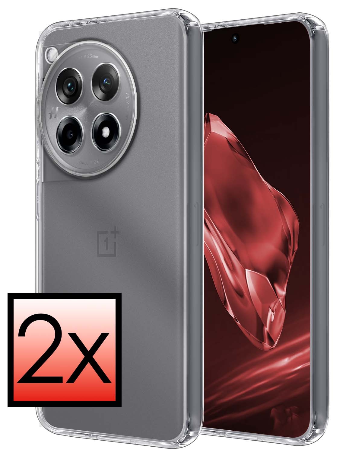 NoXx Hoes Geschikt voor OnePlus 12R Hoesje Cover Siliconen Back Case Hoes - Transparant - 2x