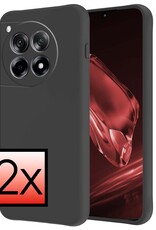 NoXx Hoes Geschikt voor OnePlus 12R Hoesje Cover Siliconen Back Case Hoes - Zwart - 2x