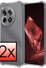 NoXx Hoes Geschikt voor OnePlus 12R Hoesje Siliconen Cover Shock Proof Back Case Shockproof Hoes - Transparant - 2x