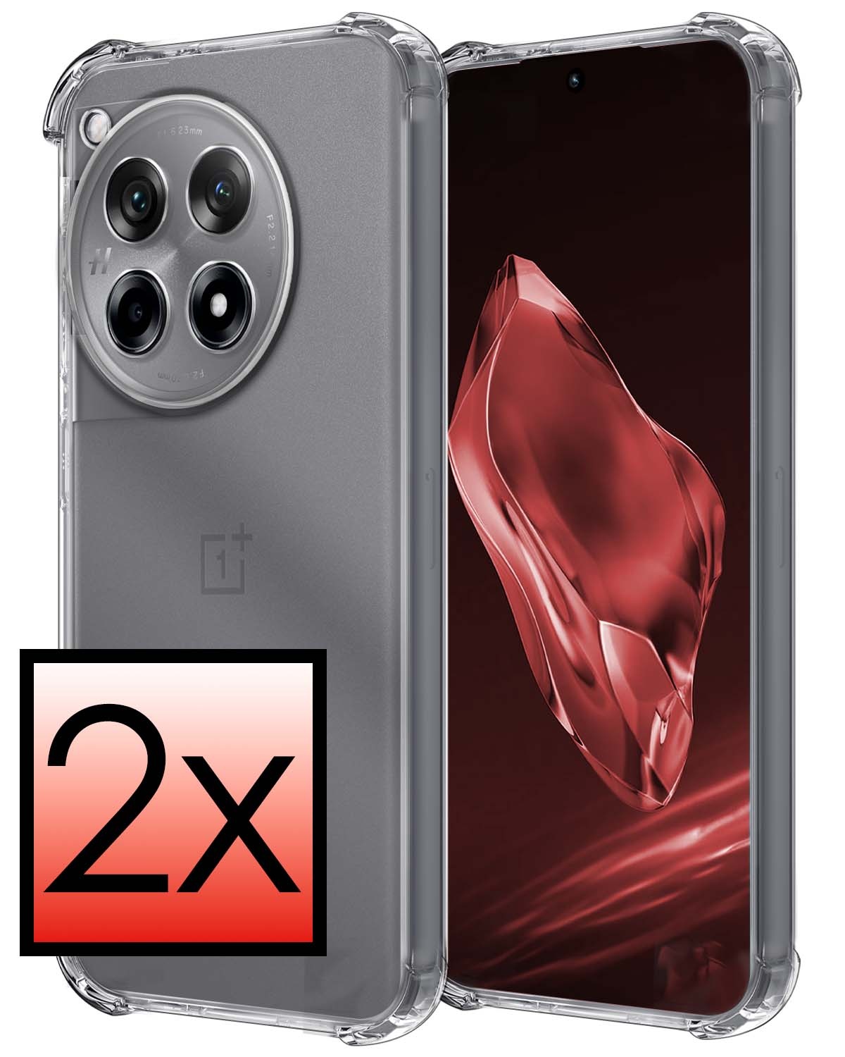 NoXx Hoes Geschikt voor OnePlus 12R Hoesje Siliconen Cover Shock Proof Back Case Shockproof Hoes - Transparant - 2x