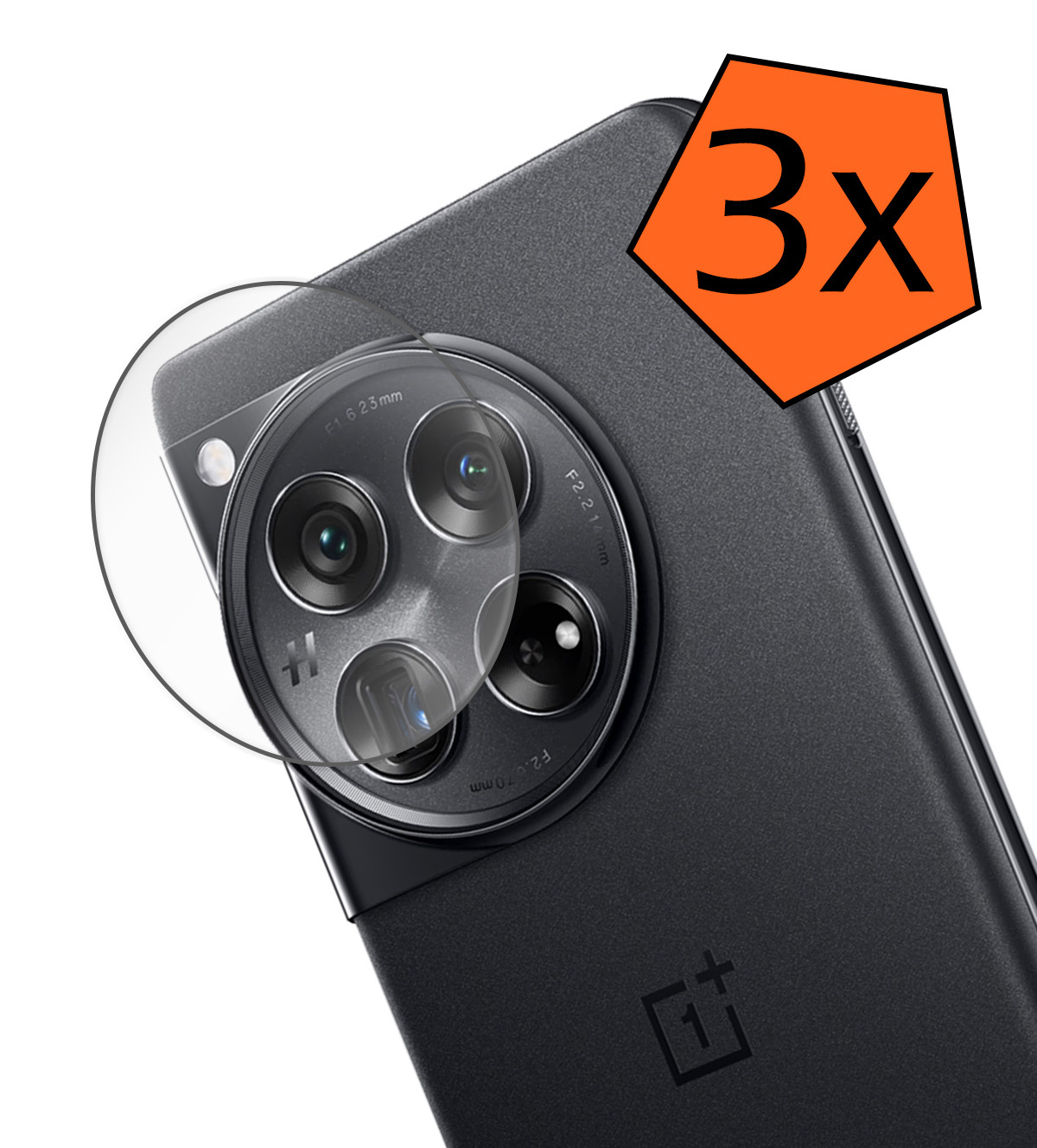 Nomfy Screenprotector Geschikt voor OnePlus 12 Camera Screen Protector Beschermglas - Screenprotector Geschikt voor OnePlus 12 Camera Screenprotector Tempered Glass - 3 PACK