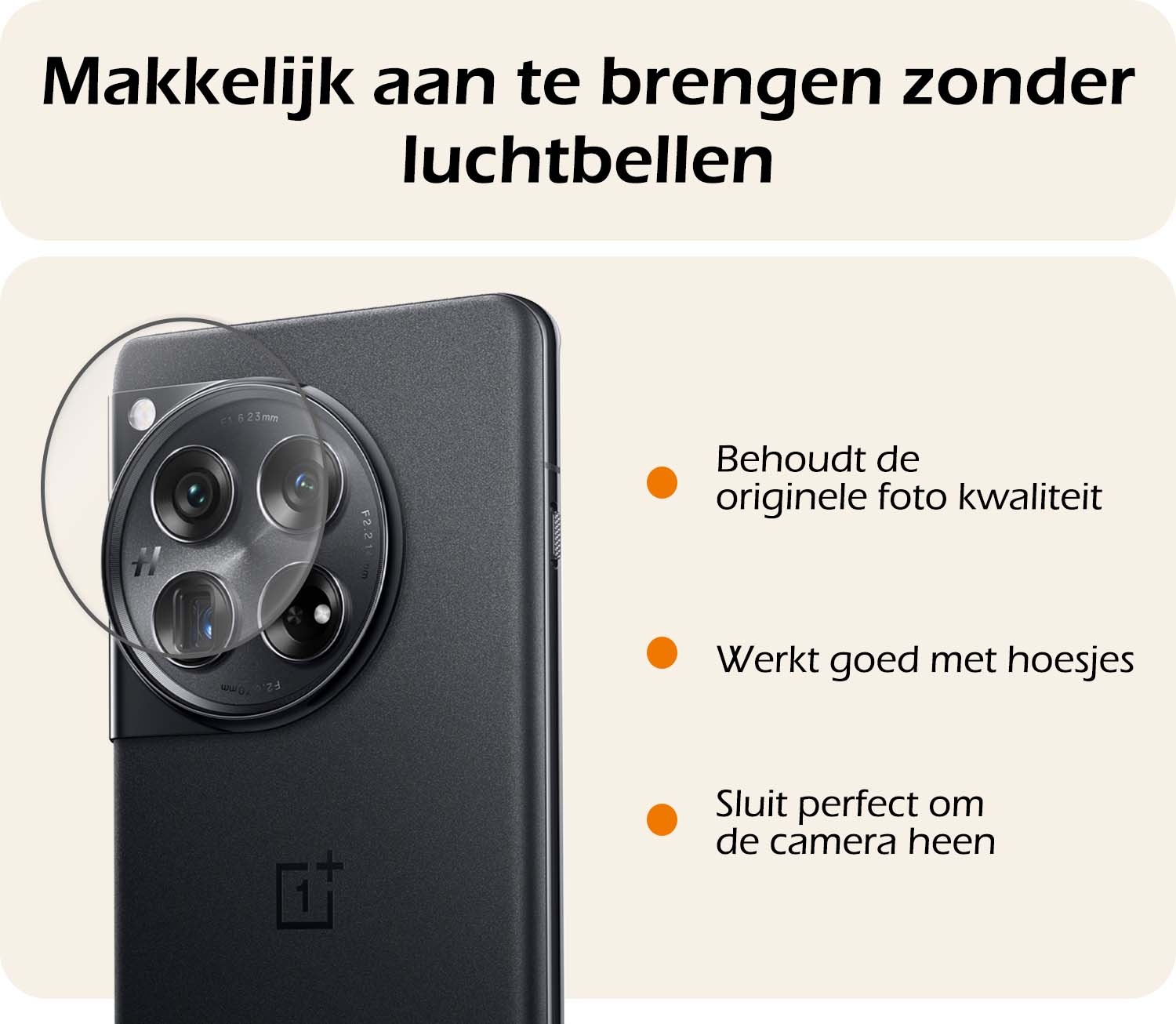 Nomfy Screenprotector Geschikt voor OnePlus 12 Camera Screen Protector Beschermglas - Screenprotector Geschikt voor OnePlus 12 Camera Screenprotector Tempered Glass - 3 PACK