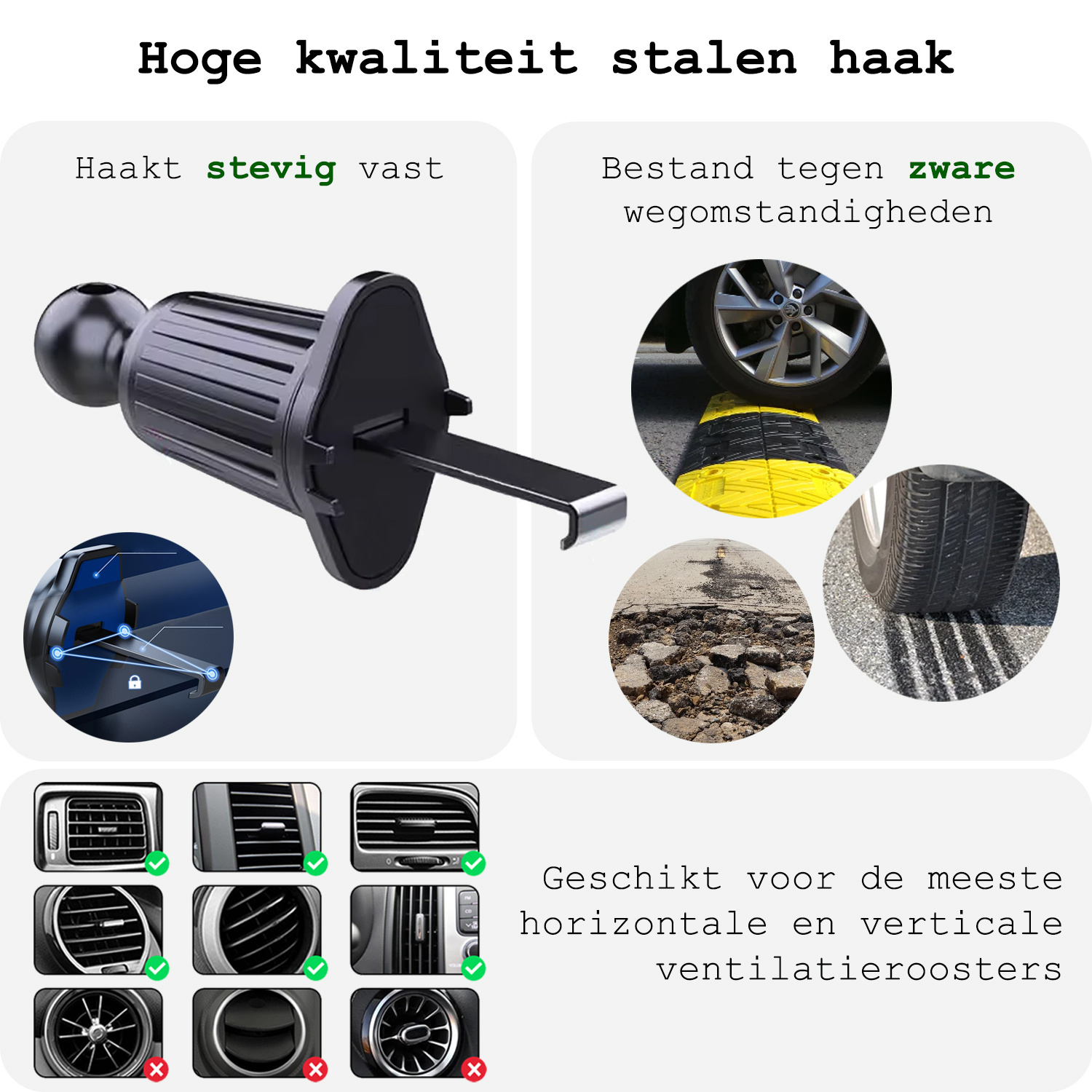 BASEY. Telefoonhouders Auto Ventilatie Rooster Auto Accessoires - Auto Telefoonhouder Universeel Verstelbaar Autohouder - Zwart