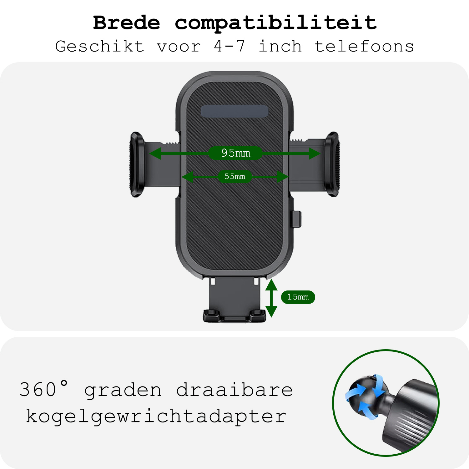 BASEY. Telefoonhouders Auto Ventilatie Rooster Auto Accessoires - Auto Telefoonhouder Universeel Verstelbaar Autohouder - Zwart