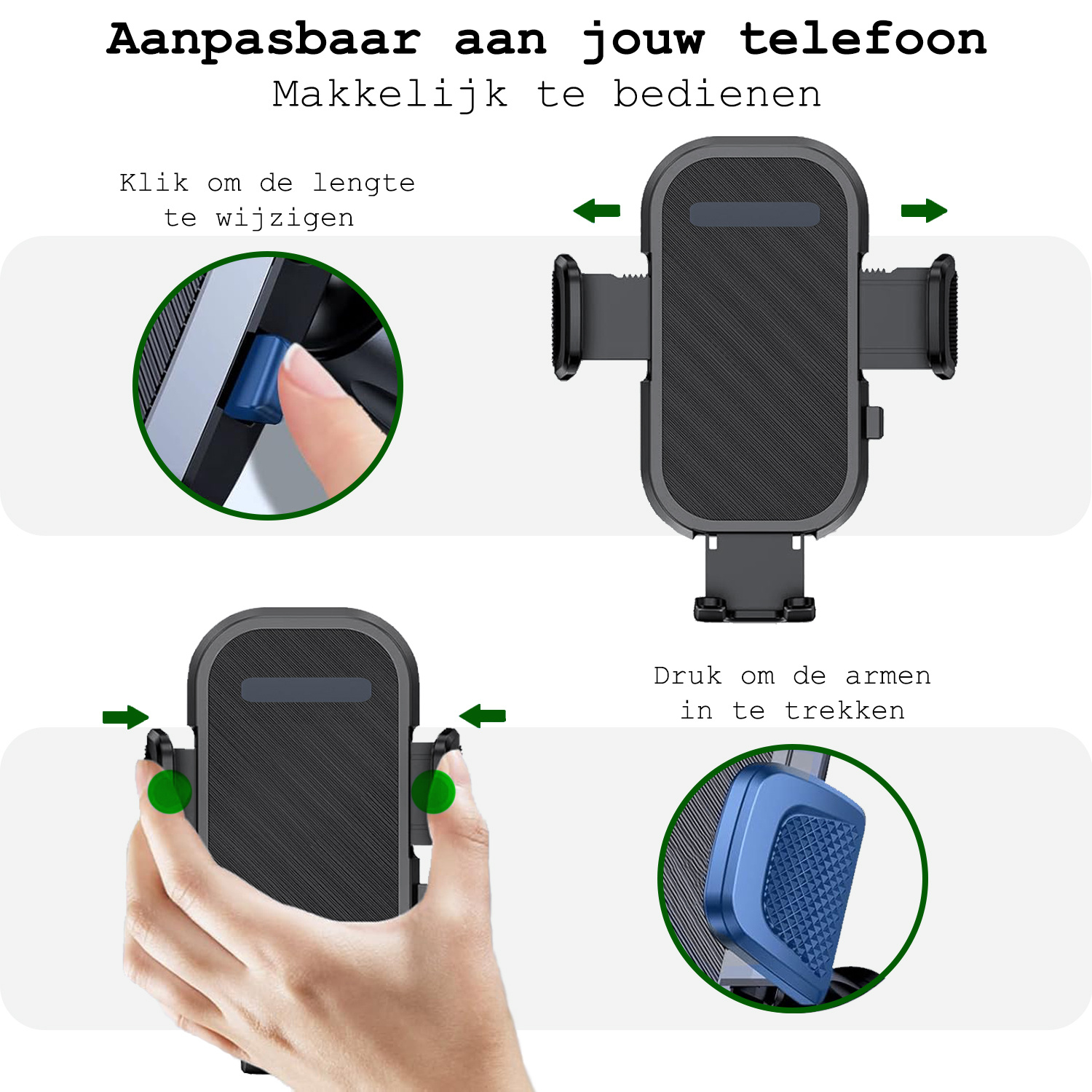 BASEY. Telefoonhouders Auto Ventilatie Rooster Auto Accessoires - Auto Telefoonhouder Universeel Verstelbaar Autohouder - Zwart