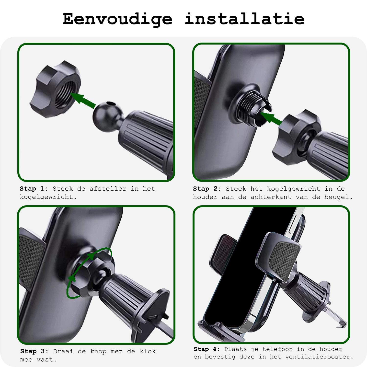 BASEY. Telefoonhouders Auto Ventilatie Rooster Auto Accessoires - Auto Telefoonhouder Universeel Verstelbaar Autohouder - Zwart