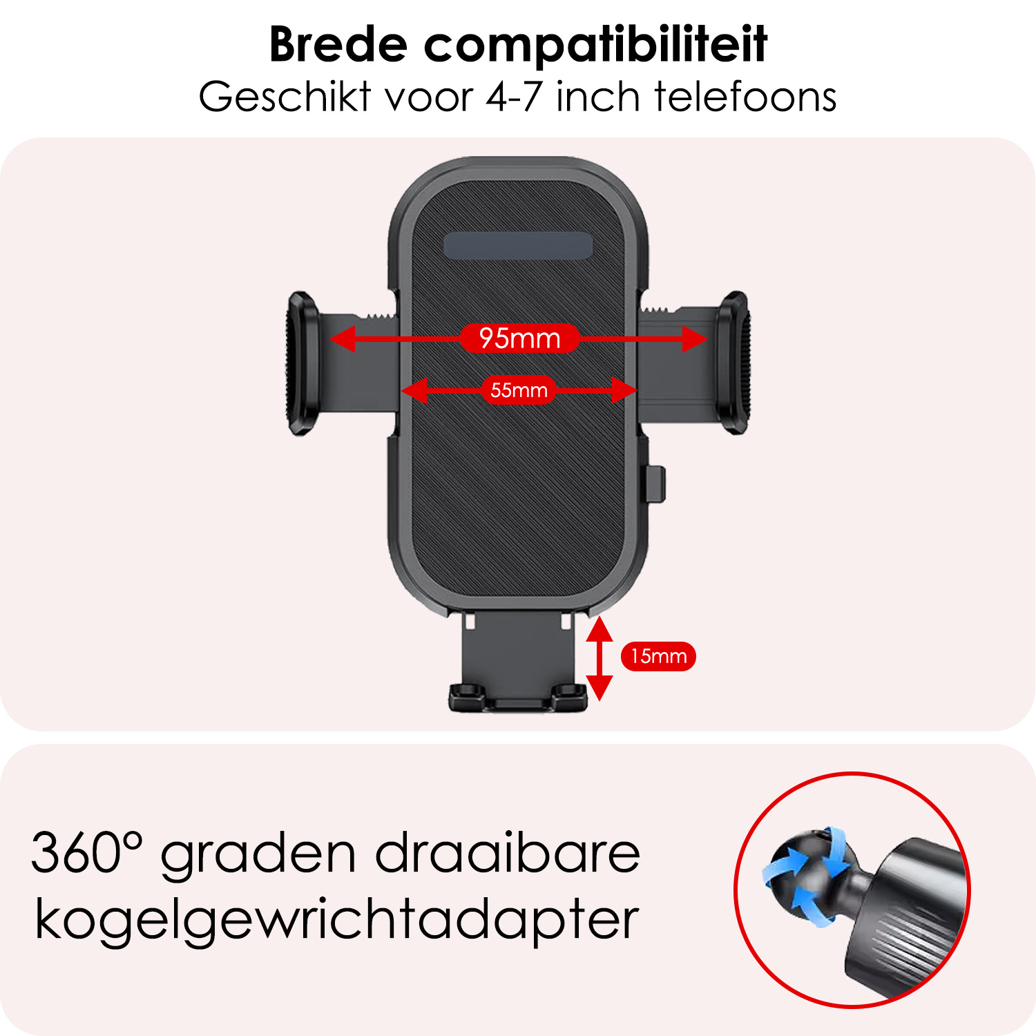 NoXx Telefoonhouders Auto Ventilatie Rooster Verstelbaar Universeel Auto Telefoonhouder Auto Accessoires - Zwart