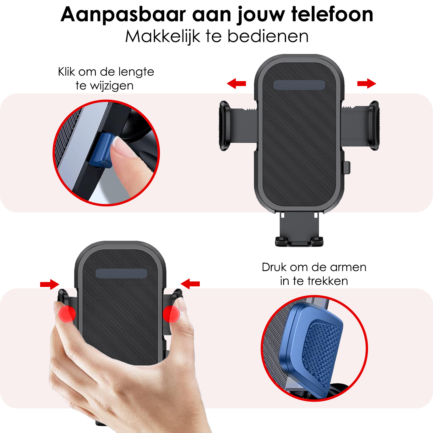 NoXx Telefoonhouders Auto Ventilatie Rooster Verstelbaar Universeel Auto Telefoonhouder Auto Accessoires - Zwart