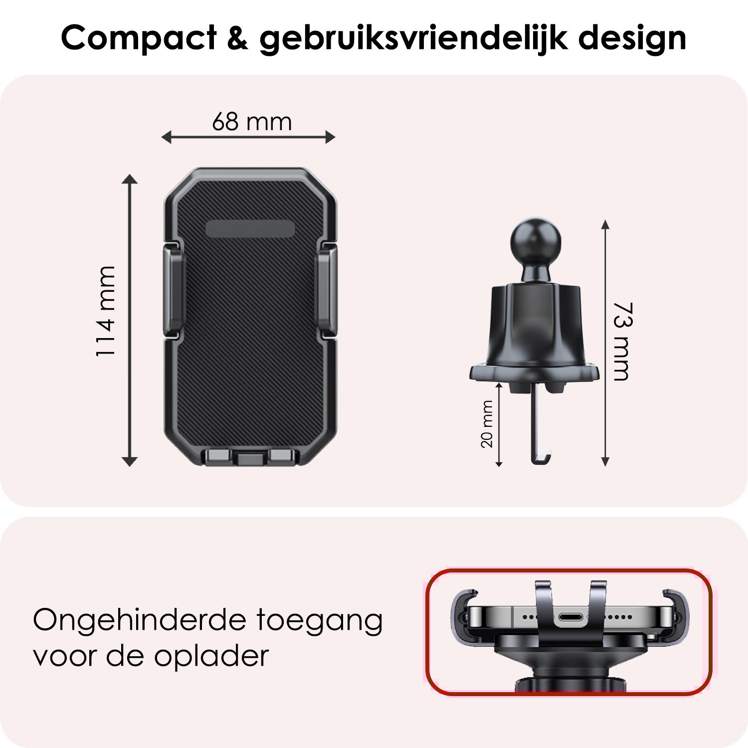 NoXx Telefoonhouders Auto Ventilatie Rooster Verstelbaar Universeel Auto Telefoonhouder Auto Accessoires - Zwart