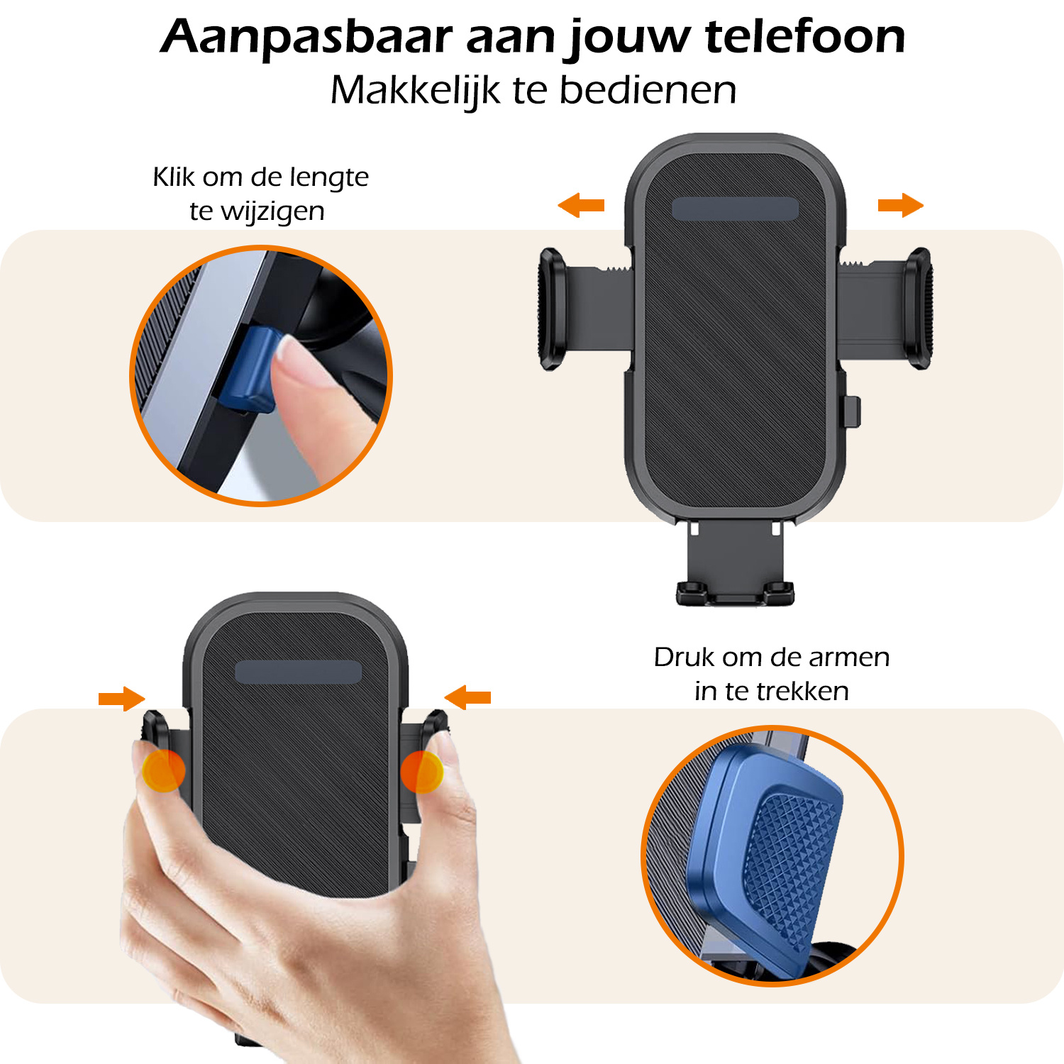 Nomfy Telefoonhouders Auto Draaibaar Universeel GSM Houder Auto Accessoires - Verstelbare Auto Telefoonhouder - Zwart
