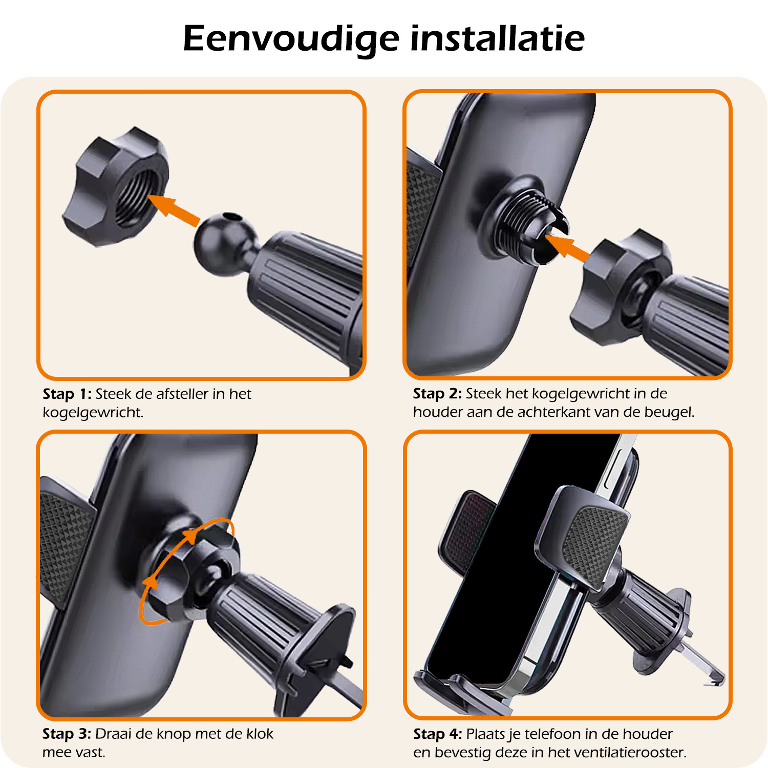 Nomfy Telefoonhouders Auto Draaibaar Universeel GSM Houder Auto Accessoires - Verstelbare Auto Telefoonhouder - Zwart