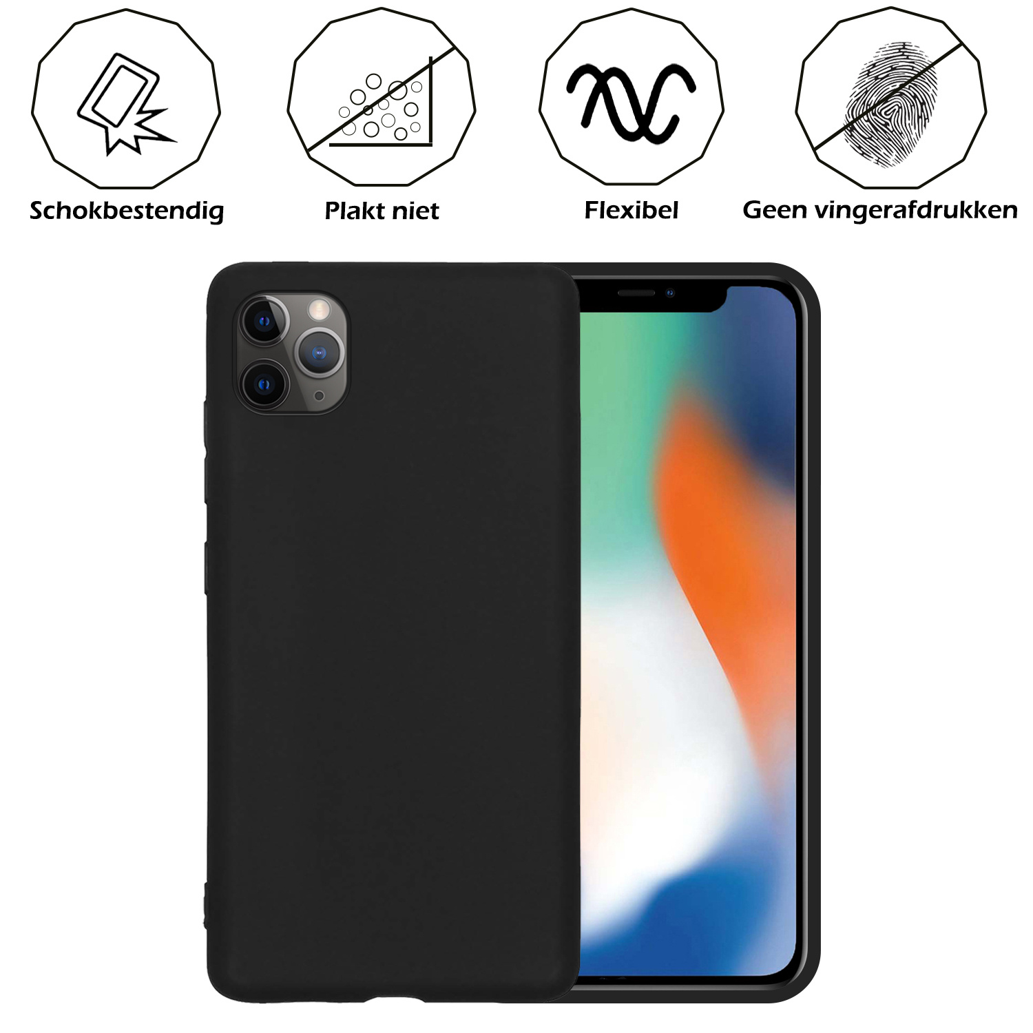 Nomfy Hoesje Geschikt voor iPhone 12 Pro Max Hoesje Siliconen Cover Case - Hoes Geschikt voor iPhone 12 Pro Max Hoes Back Case - 2-PACK - Zwart