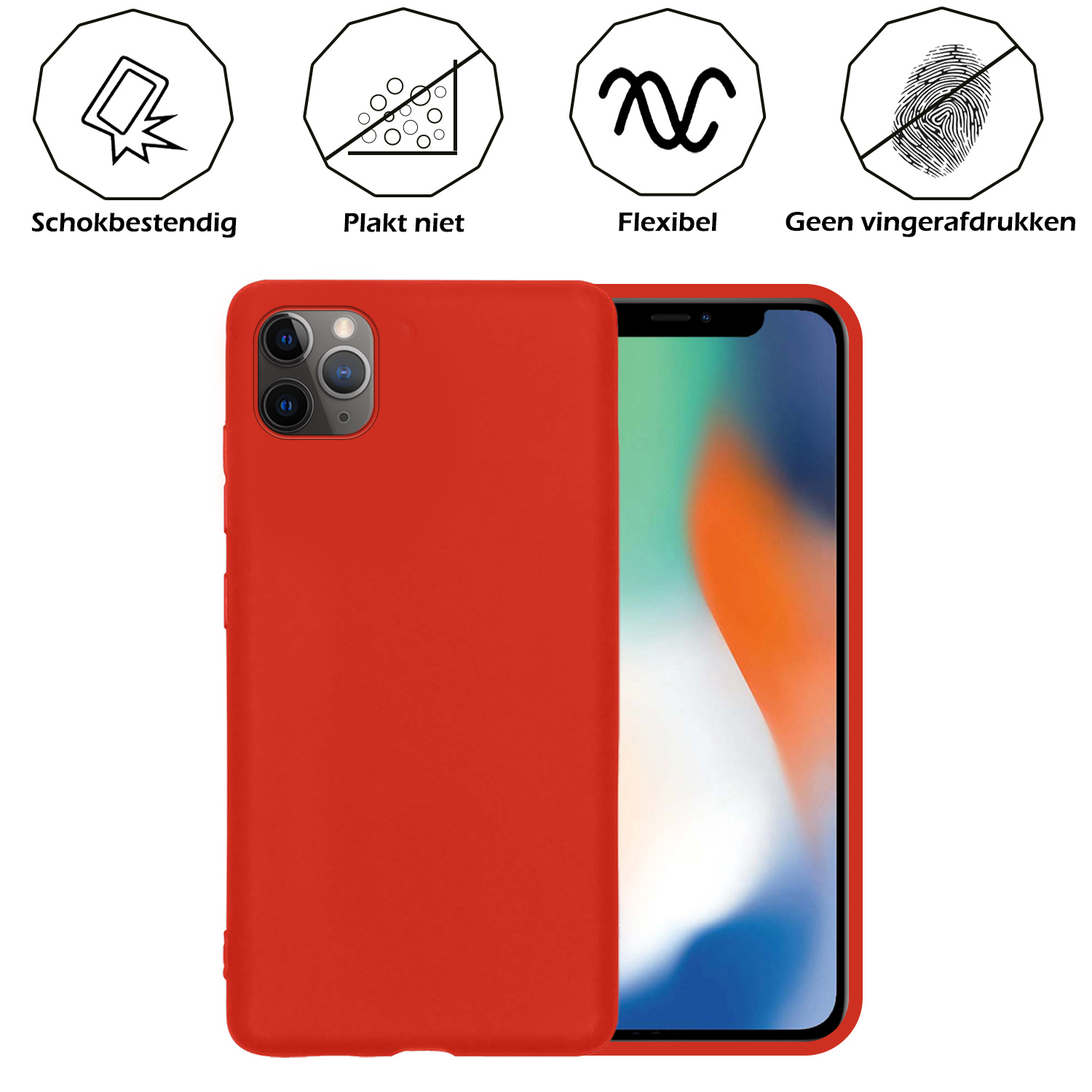 Nomfy Hoesje Geschikt voor iPhone 12 Pro Max Hoesje Siliconen Cover Case - Hoes Geschikt voor iPhone 12 Pro Max Hoes Back Case - 2-PACK - Rood