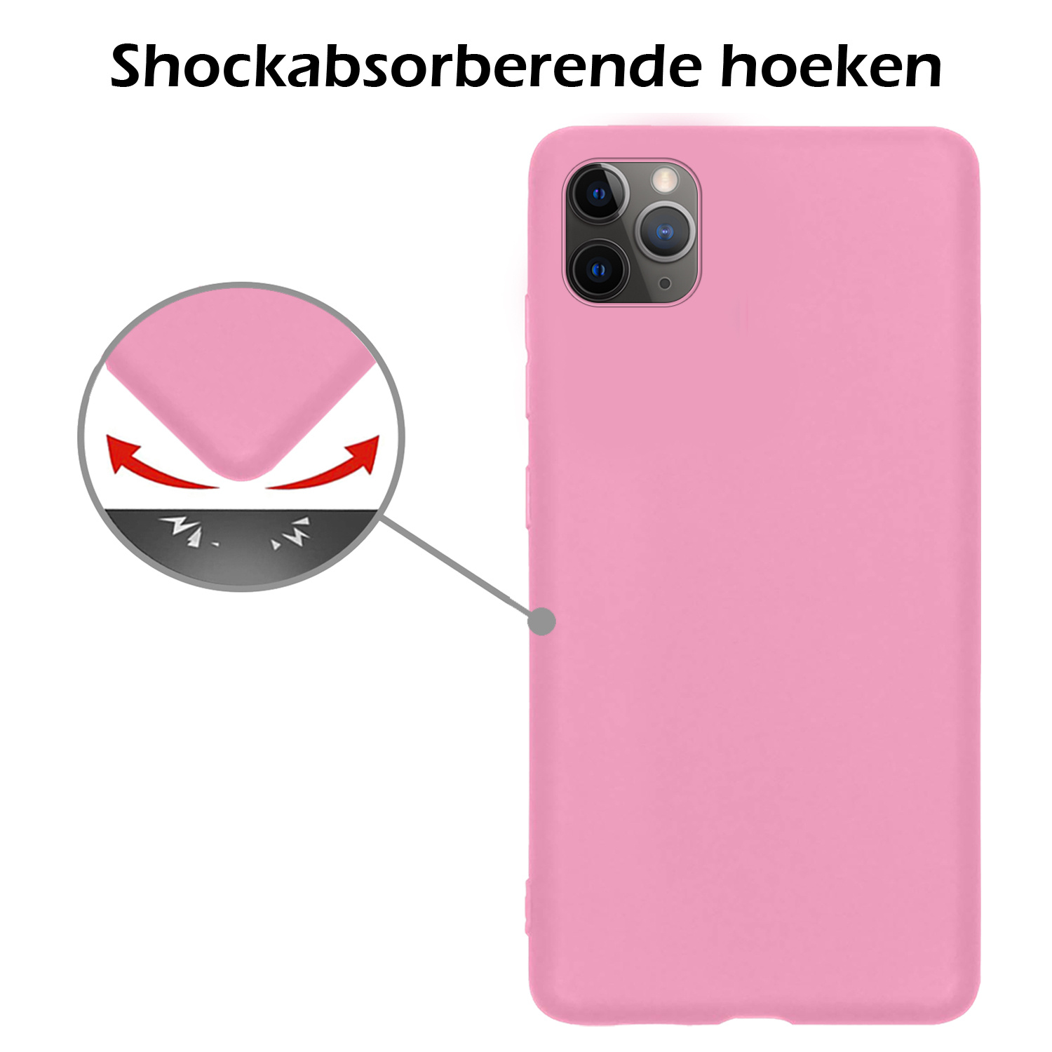 Nomfy Hoesje Geschikt voor iPhone 12 Pro Max Hoesje Siliconen Cover Case - Hoes Geschikt voor iPhone 12 Pro Max Hoes Back Case - 2-PACK - Lichtroze