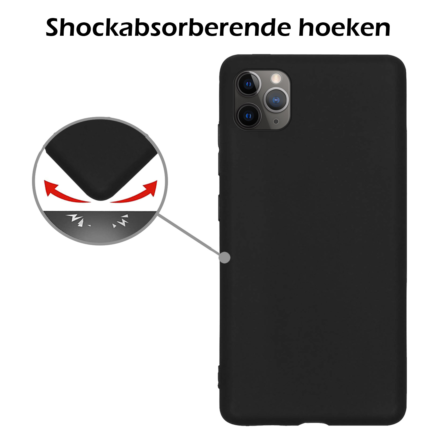 Nomfy Hoesje Geschikt voor iPhone 12 Pro Hoesje Siliconen Cover Case - Hoes Geschikt voor iPhone 12 Pro Hoes Back Case - 2-PACK - Zwart