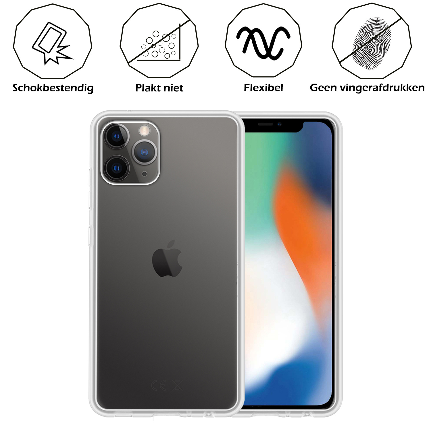 Nomfy Hoesje Geschikt voor iPhone 12 Pro Hoesje Siliconen Cover Case - Hoes Geschikt voor iPhone 12 Pro Hoes Back Case - 2-PACK - Transparant