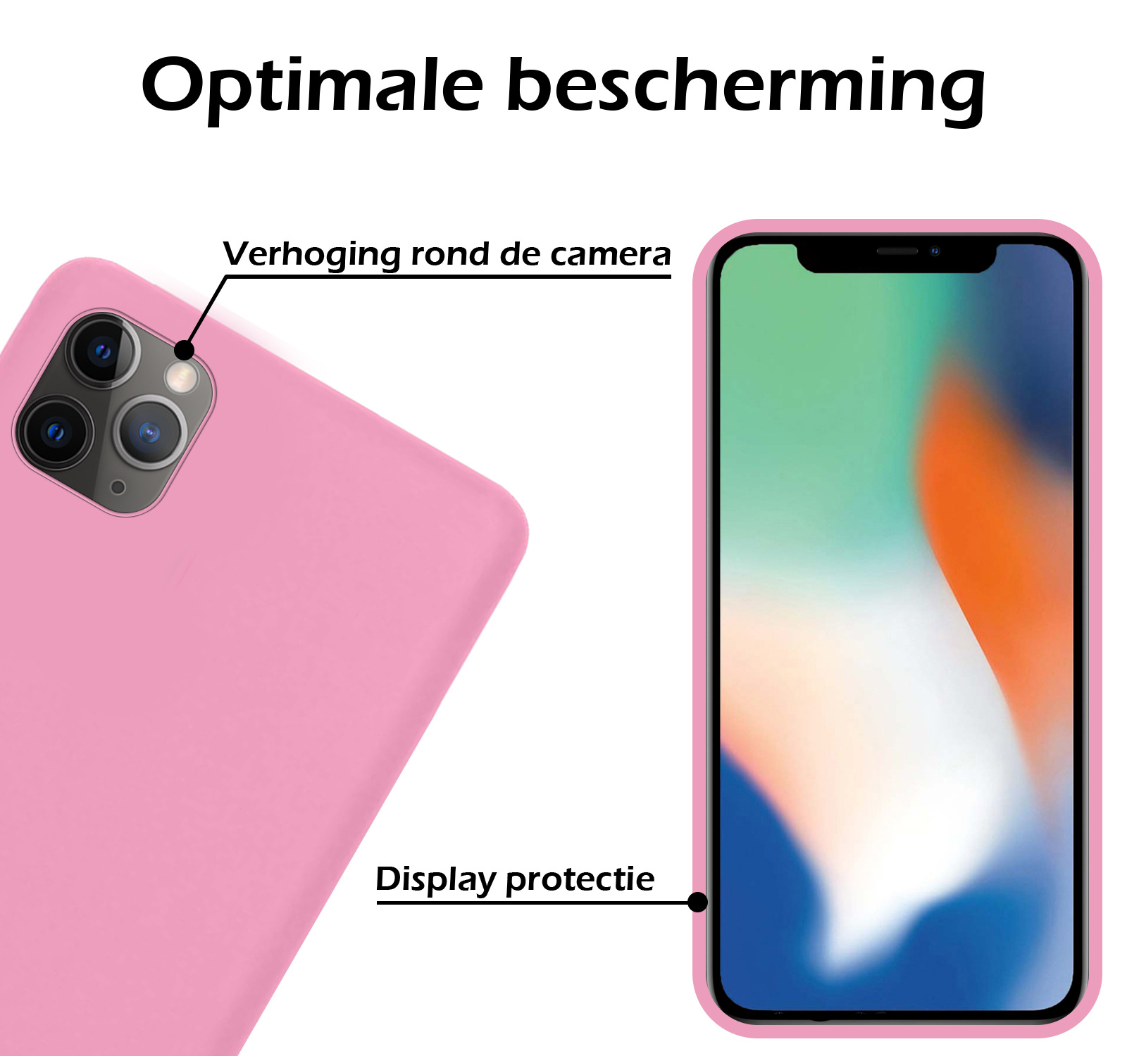 Nomfy Hoesje Geschikt voor iPhone 12 Pro Hoesje Siliconen Cover Case - Hoes Geschikt voor iPhone 12 Pro Hoes Back Case - 2-PACK - Lichtroze