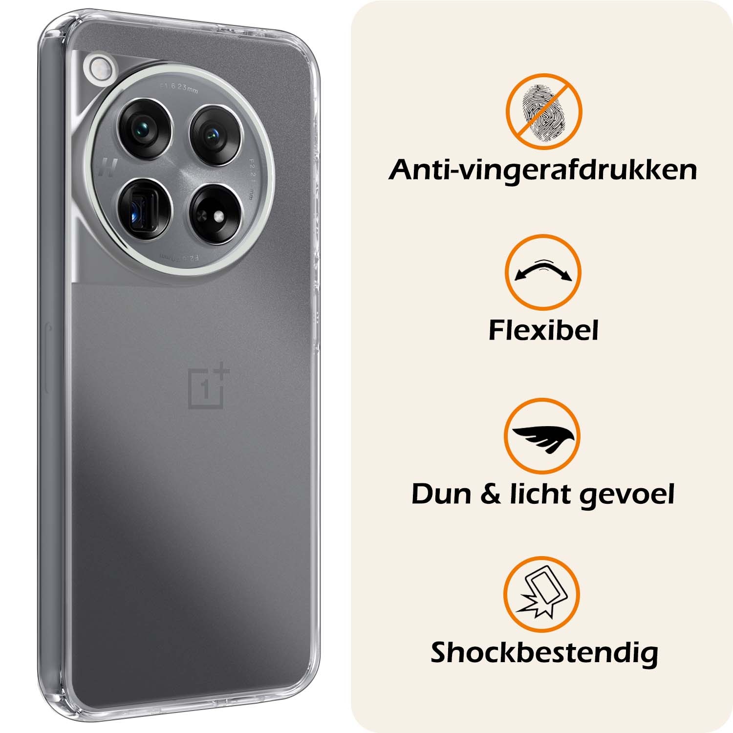 Nomfy Hoesje Geschikt voor OnePlus 12 Hoesje Siliconen Cover Case Met Screenprotector - Hoes Geschikt voor OnePlus 12 Hoes Back Case - Transparant