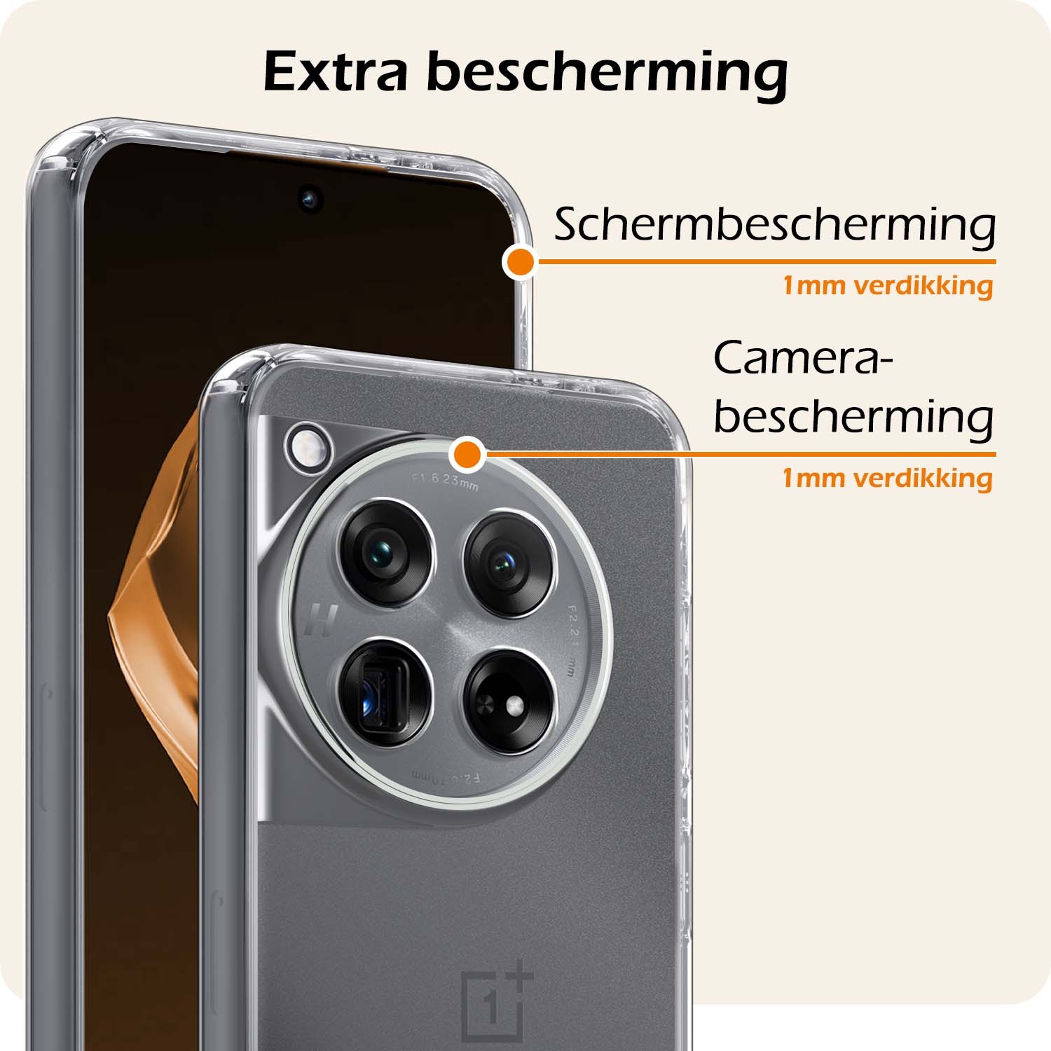 Nomfy Hoesje Geschikt voor OnePlus 12 Hoesje Siliconen Cover Case Met Screenprotector - Hoes Geschikt voor OnePlus 12 Hoes Back Case - Transparant