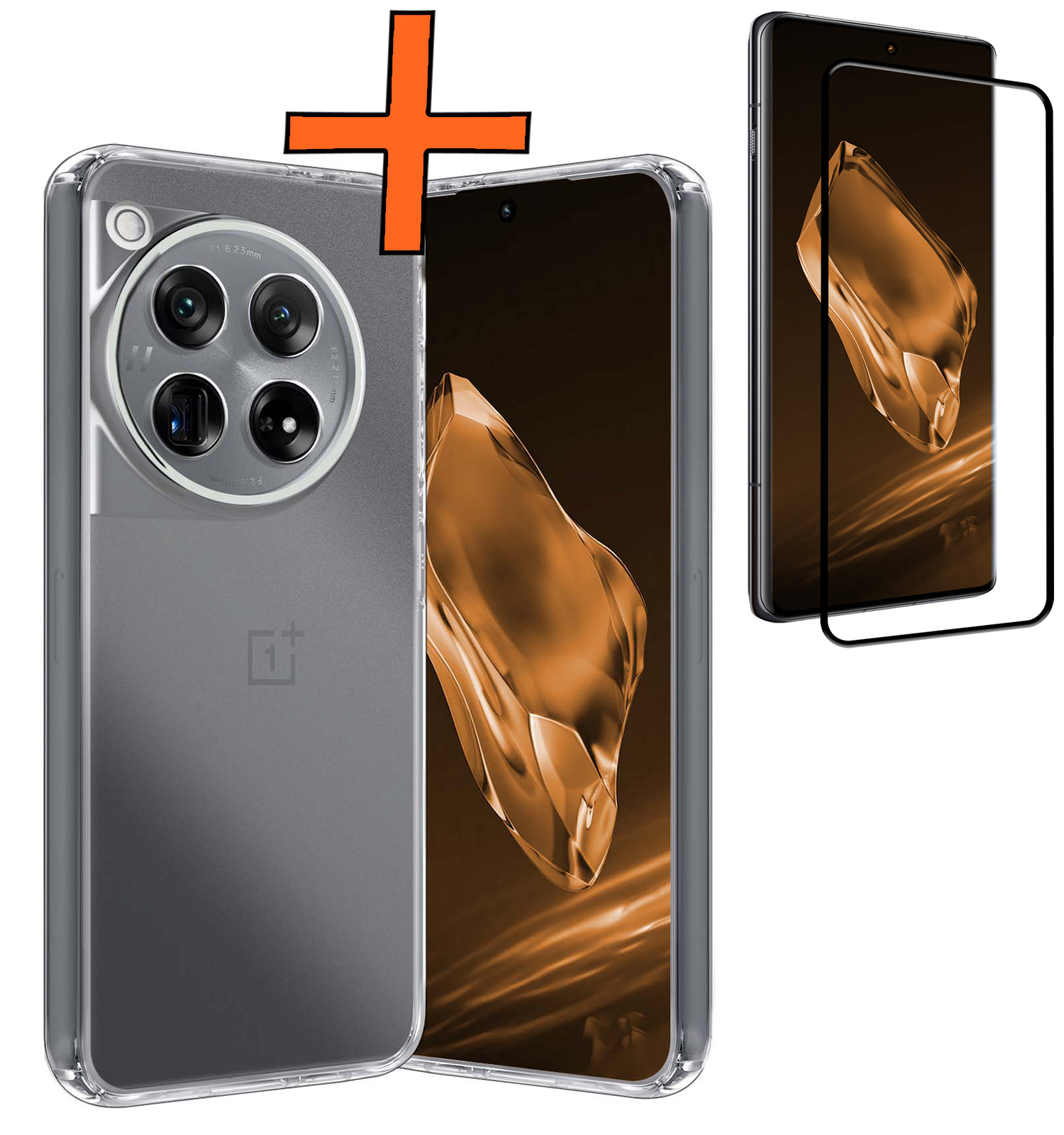 Nomfy Hoesje Geschikt voor OnePlus 12 Hoesje Siliconen Cover Case Met Screenprotector - Hoes Geschikt voor OnePlus 12 Hoes Back Case - Transparant